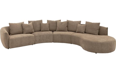 Goossens Bank Fay bruin, stof, 1,5-zits, stijlvol landelijk met chaise longue links