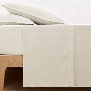 Effen plat laken in gewassen linnen, Linot