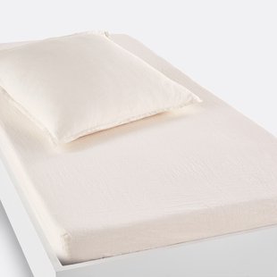 Hoeslaken in gewassen linnen, omslag 30 cm, Linot