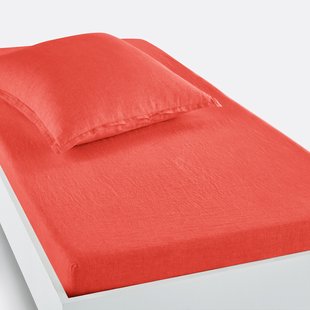 Hoeslaken in gewassen linnen, omslag 30 cm, Linot