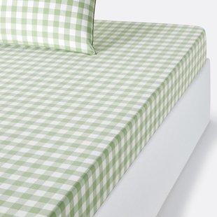 Hoeslaken in katoen, omslag 30 cm, Veldi groen