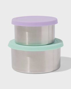 HEMA Snackboxjes Rvs Paars-mint - 2 Stuks HEMA Snackboxjes Rvs Paars-mint - 2 Stuks