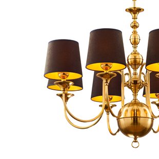 Jupiter Kroonluchter Baranio, messingkleurig/zwart, Ø 100 cm 8-lamps.