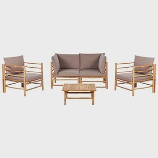 Beliani - CERRETO - Loungeset 4-zits - Taupe - Bamboehout