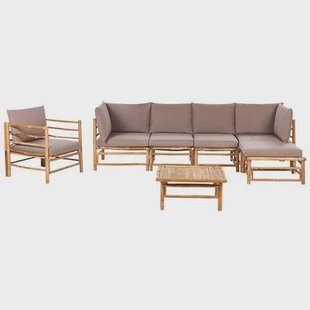 Beliani - CERRETO - Loungeset 6-zits - Taupe - Bamboehout