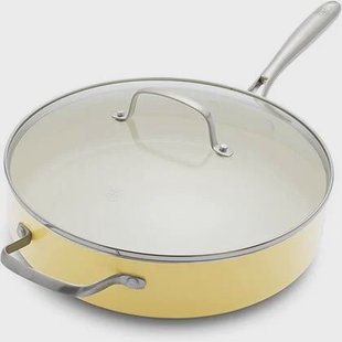 GreenLife Artisan Yellow hapjespan 30cm - 4.8l - met deksel - PFAS-vrij - Keramische antiaanbaklaag - Inductie- en vaatwassergeschikt - Ovenbeste