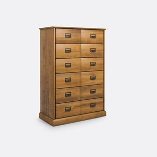 Hoge ladekast, massief dennenhout, 6 lades, Lindley