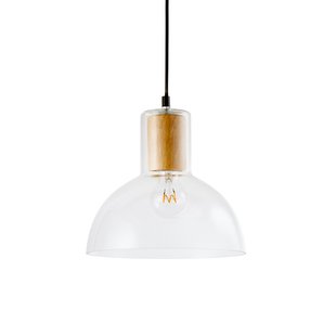 Hanglamp in glas en houtØ24,5 cm, Lizia