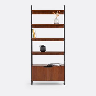 Vintage opbergrek, walnootfineer en staal, hoogte 190 cm, Watford