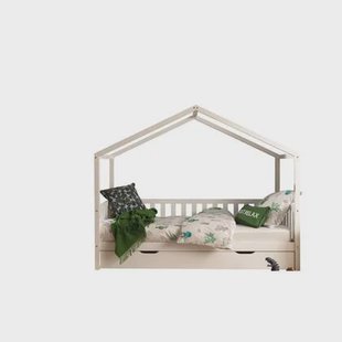 Vipack Dallas Huisbed met Hekje en Bedlade 90 x 200 cm - Wit