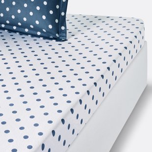 Hoeslaken in flanel met stippenprint Clarisse