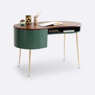 vintage bureau met laagje notelaar, Topim