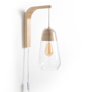 Wandlamp in glas en hout Nasoa