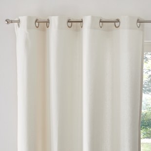 Effen oogjesgordijn van geweven katoenen Panama