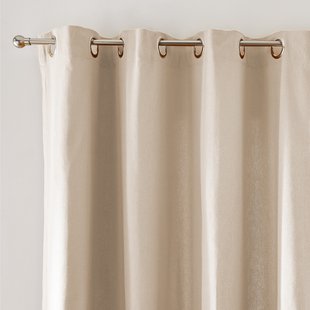 Effen oogjesgordijn van geweven katoenen Panama