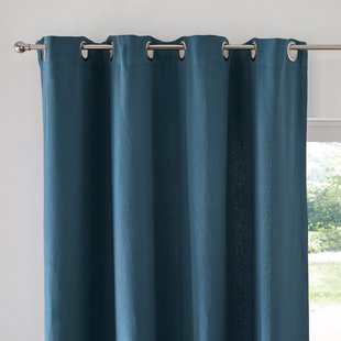 Effen oogjesgordijn van geweven katoenen Panama