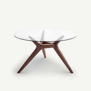 Ronde tafel diameter 130 glas en notenhout, Maricielo