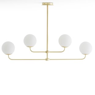 Hanglamp in messing en opaline glas, Moricio