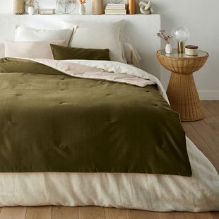 Gematelasseerd dekbed in effen fluwelen katoenen linnen, Velvet