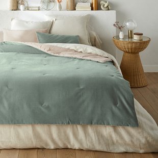 Gematelasseerd dekbed in effen fluwelen katoenen linnen, Velvet