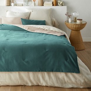 Gematelasseerd dekbed in effen fluwelen katoenen linnen, Velvet