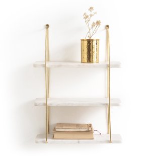 Wandrek in marmer en messing L40 cm, Fitia