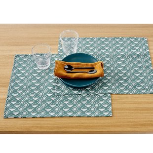 Set van 2 bedrukte placemats anti-vlekken Lodge