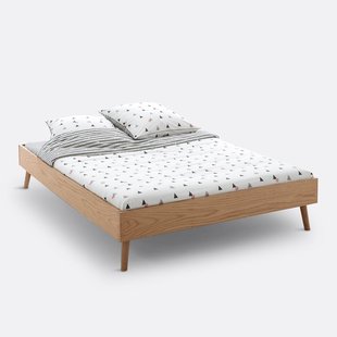 Bed met lattenbodem, eikenfineer, Miji