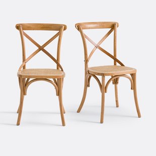 Set van 2 stoelen in eik en rotan,Cedak