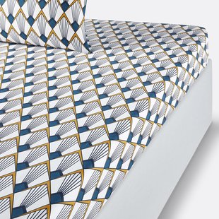 Hoeslaken in perkal, Elisa Bleue