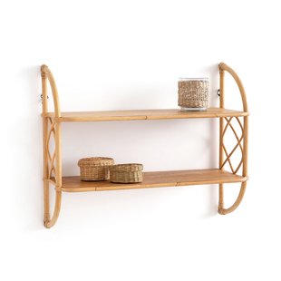 Dubbele wandplank in rotan L60 cm, Malu