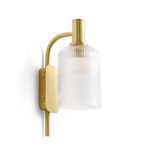 Wandlamp in messing en geribbeld glas, Bogota