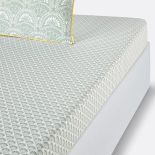 Hoeslaken in gewassen katoen, Jaipur groen