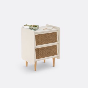 Nachtkastje van riet met 2 laden, Kaya