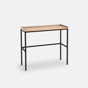 Eiken, fineer en stalen consoletafel Volga