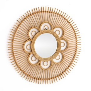 Ronde spiegel in rotan, bloemvormingØ90 cm, Nogu