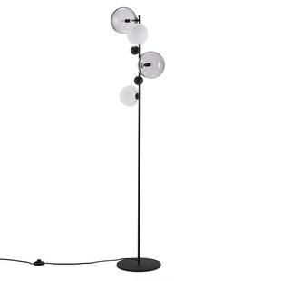 Staande lamp in gerookt glas en metaal, Bullesco