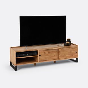 TV-bank, massief eikenhout, eikenfineer en staal, Hiba