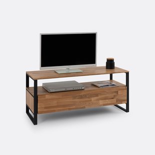 TV-bank, massief eikenhout, eikenfineer en staal, Hiba