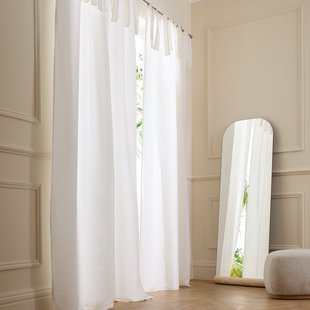 Linnen gevoerd gordijn met strikjes Colin