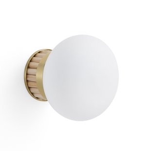Wandlamp in messing, bamboe en opaline glas, Dolce