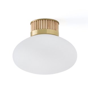 Plafondlamp in messing, bamboe en opaline glas, Dolce