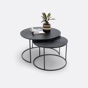 Set van 2 lage mimi tafels in staalmetaal, Jalia