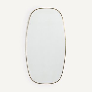 Spiegel met kader in verouderde messing H100cm, Caligone