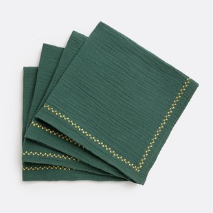 Set van 4 servetten, Kumla geborduurd