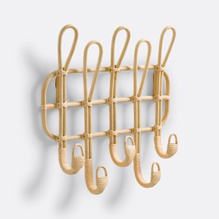 Wandkapstok 5 dubbele haken in rotan, Miya