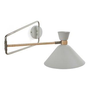 Scharnierende wandlamp in metaal en rotan, Zoticus Ratan