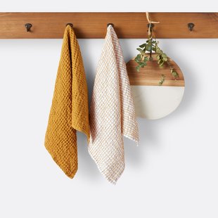 Set van 2 theedoeken in dik katoen met reliëf, Albi