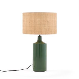 Tafellamp in keramiek en raffia, Rabano