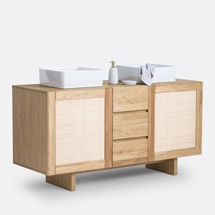 Dubbele wastafel met rotanriet L145cm, Arty